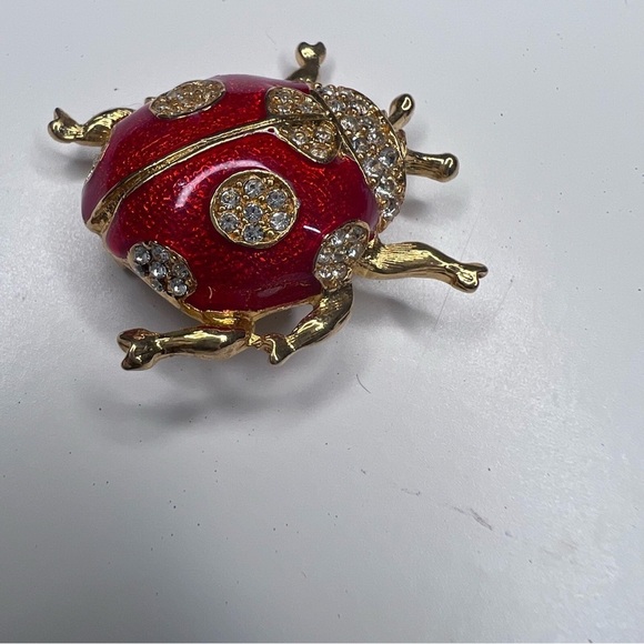 LIA vintage Enamel and rhinestone Ladybug Brooch - Picture 2 of 6